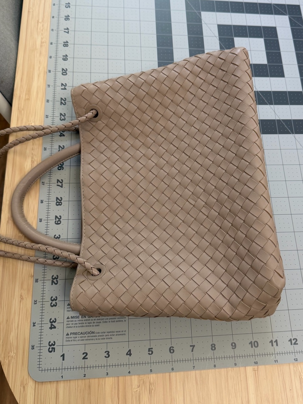 Quince Taupe Woven Leather Tote with Braided Straps - Picture 6 of 12